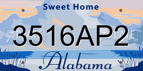 3516AP2 Alabama License Plate