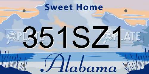 351SZ1 Alabama License Plate