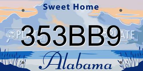 353BB9 Alabama License Plate