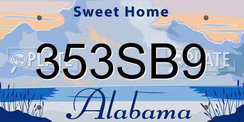 353SB9 Alabama License Plate