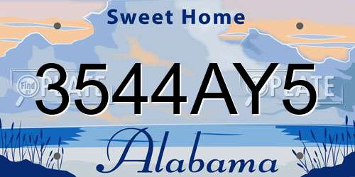 3544AY5 Alabama License Plate