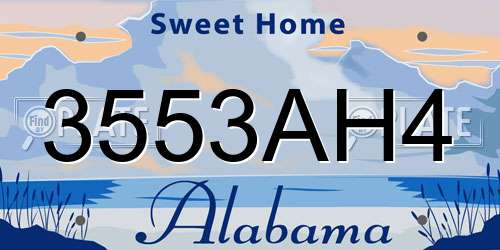 3553AH4 Alabama License Plate
