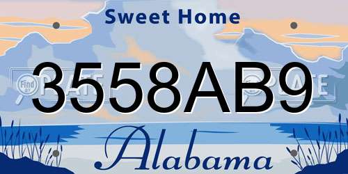 3558AB9 Alabama License Plate