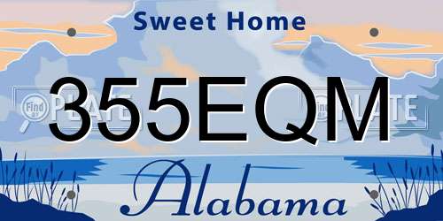 355EQM Alabama License Plate