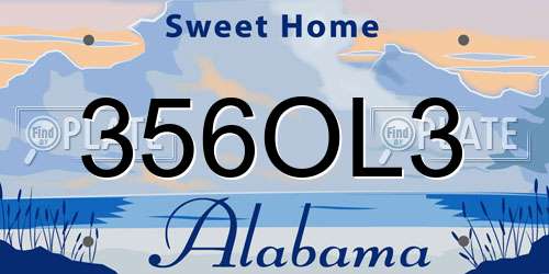 356OL3 Alabama License Plate