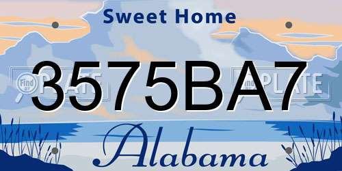 3575BA7 Alabama License Plate