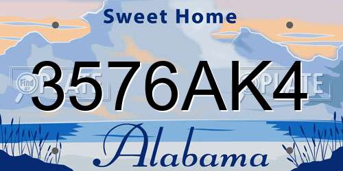 3576AK4 Alabama License Plate