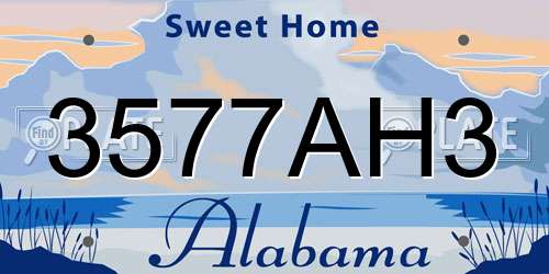 3577AH3 Alabama License Plate