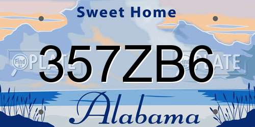357ZB6 Alabama License Plate