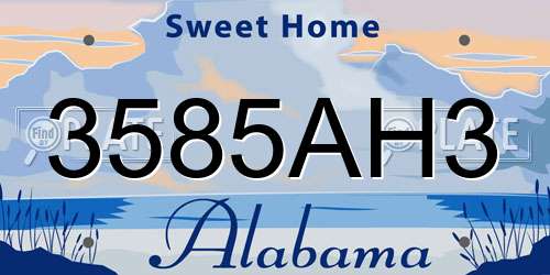 3585AH3 Alabama License Plate