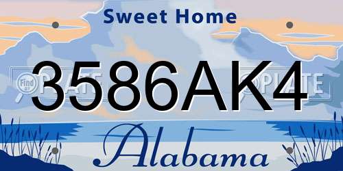 3586AK4 Alabama License Plate