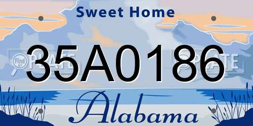 35A0186 Alabama License Plate