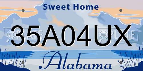 35A04UX Alabama License Plate