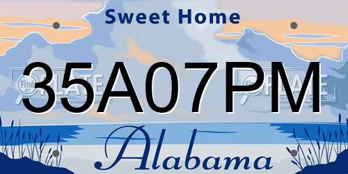 35A07PM Alabama License Plate