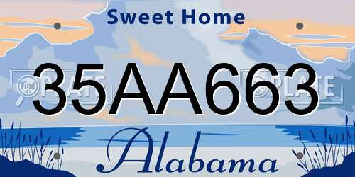 35AA663 Alabama License Plate
