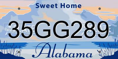 35GG289 Alabama License Plate