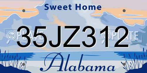 35JZ312 Alabama License Plate
