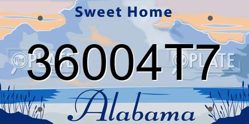 36004T7 Alabama License Plate