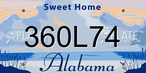 360L74 Alabama License Plate