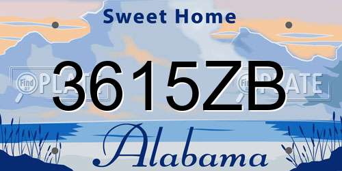 3615ZB Alabama License Plate