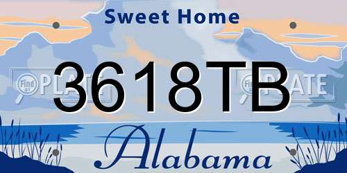 3618TB Alabama License Plate