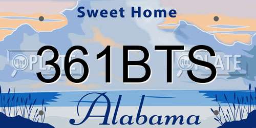 361BTS Alabama License Plate