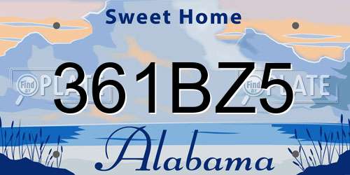 361BZ5 Alabama License Plate
