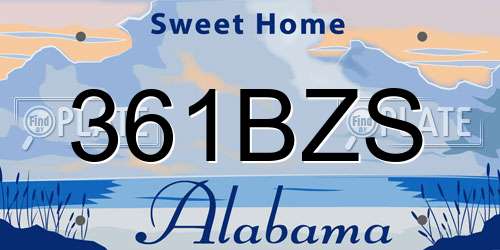 361BZS Alabama License Plate