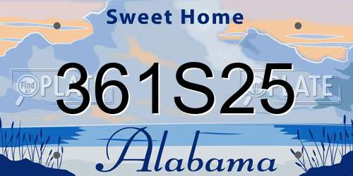 361S25 Alabama License Plate