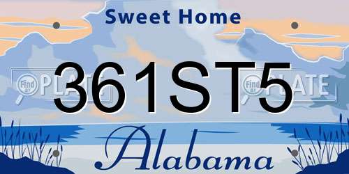 361ST5 Alabama License Plate