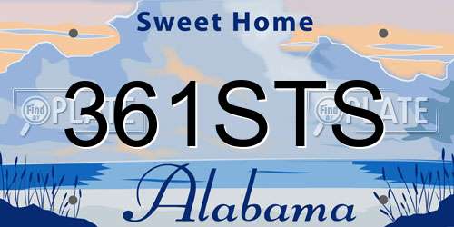 361STS Alabama License Plate