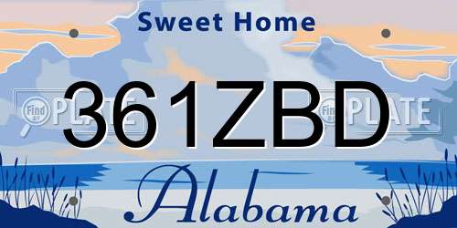 361ZBD Alabama License Plate