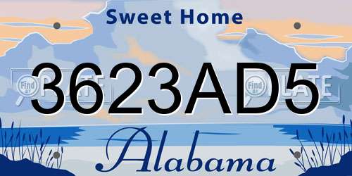 3623AD5 Alabama License Plate