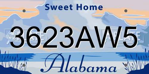 3623AW5 Alabama License Plate