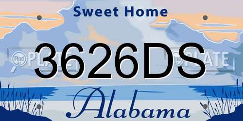 3626DS Alabama License Plate
