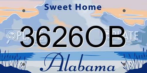 3626OB Alabama License Plate