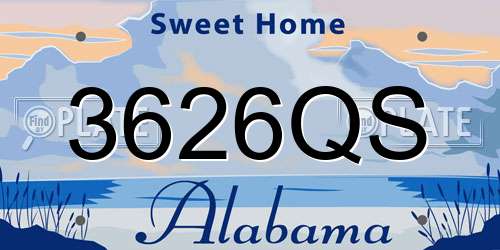 3626QS Alabama License Plate