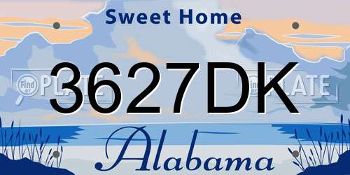 3627DK Alabama License Plate