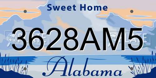3628AM5 Alabama License Plate