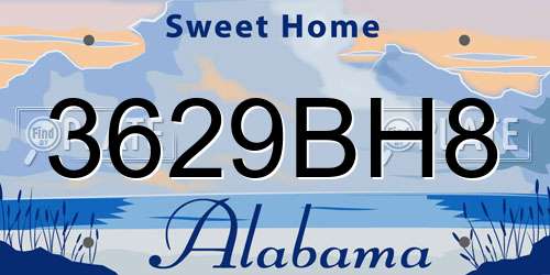 3629BH8 Alabama License Plate