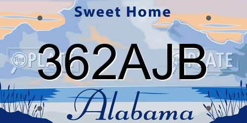 362AJB Alabama License Plate