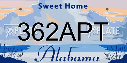 362APT Alabama License Plate