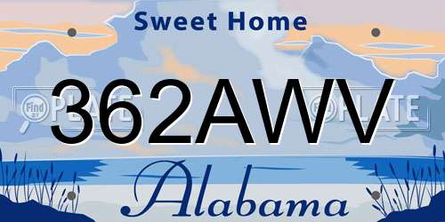 362AWV Alabama License Plate