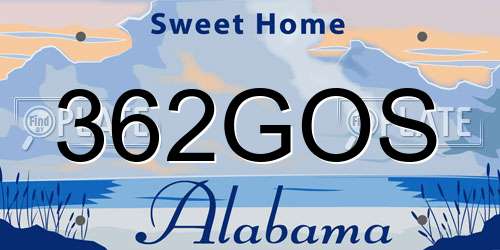 362GOS Alabama License Plate