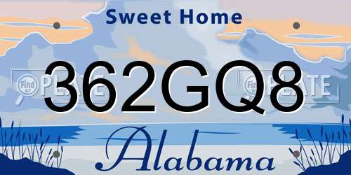 362GQ8 Alabama License Plate