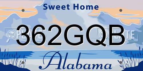 362GQB Alabama License Plate