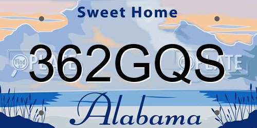 362GQS Alabama License Plate