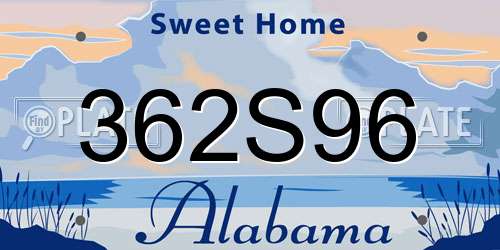 362S96 Alabama License Plate
