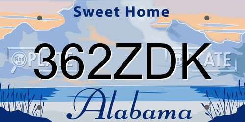 362ZDK Alabama License Plate