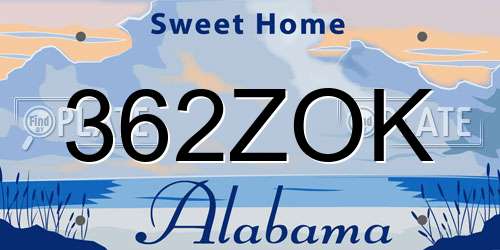 362ZOK Alabama License Plate
